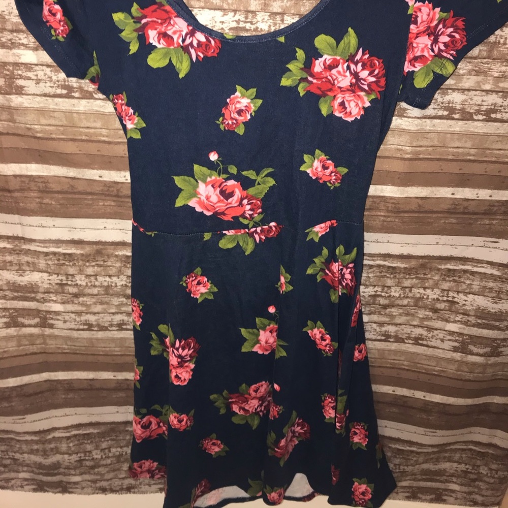 Navy and floral skater dress